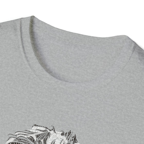 Albert Einstein Science Physics | Unisex Soft Style Tee T-Shirt | Calligram Word Design