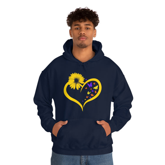 Butterflies Sunflower | Unisex Hooded Hoodie Sweatshirt | Embrace Your Vibe