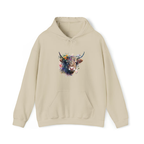 Sweatshirt | Highland Cow Watercolor V2  Western | Unisex Hooded Hoodie Sweatshirt