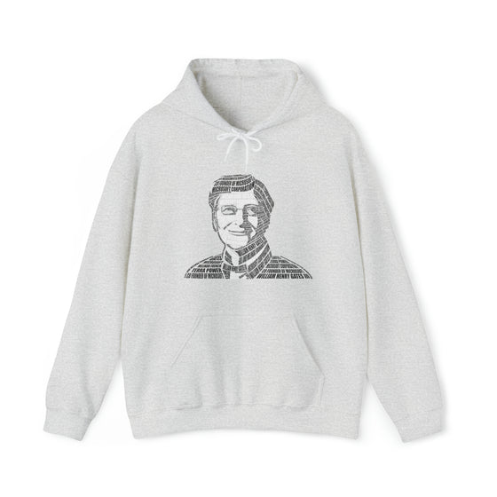 Bill Gates | Unisex Hooded Hoodie Sweatshirt | Embrace Your Vibe | Calligram Word Design