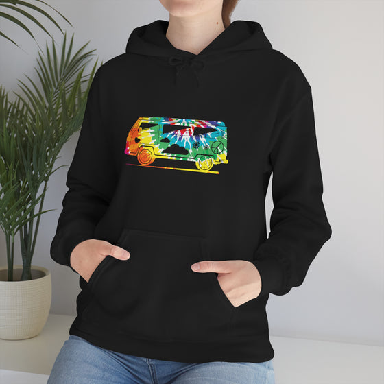 Chill Stitch – VW Tie-dye Van - Unisex Hooded Hoodie Sweatshirt – Embrace Your Vibe