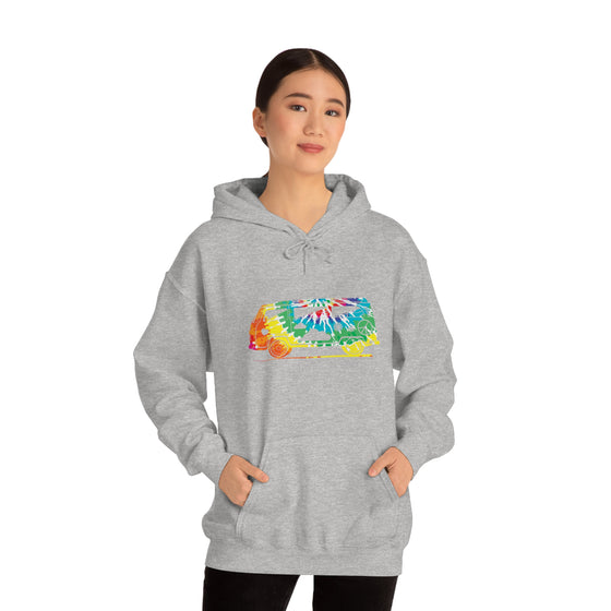 Chill Stitch – VW Tie-dye Van - Unisex Hooded Hoodie Sweatshirt – Embrace Your Vibe