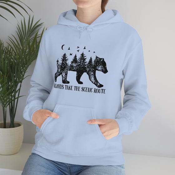 Bear Always Take Scenic Route | Unisex Hooded Hoodie Sweatshirt | Embrace Your Vibe