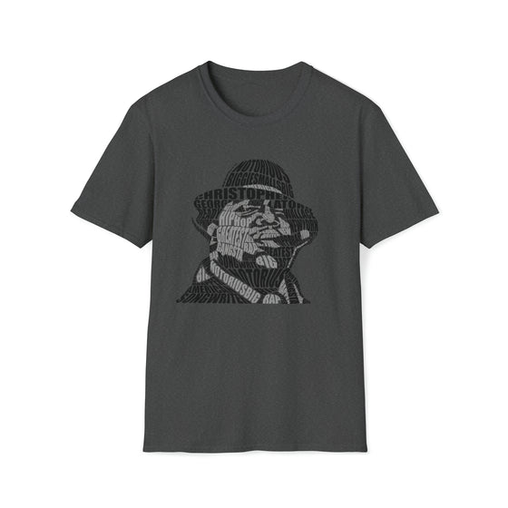 Notorious Big Rapper | Unisex Soft Style Tee T-Shirt | Calligram Word Design