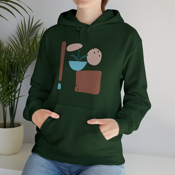 Abstract Shapes V11 Flower Pot Sun Rain | Abstract | Minimalist | Modern | Unisex Hooded Hoodie Sweatshirt | Embrace Your Vibe