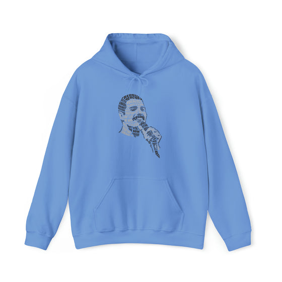 Freddy Mercury | Unisex Hooded Hoodie Sweatshirt | Embrace Your Vibe | Calligram Word Design
