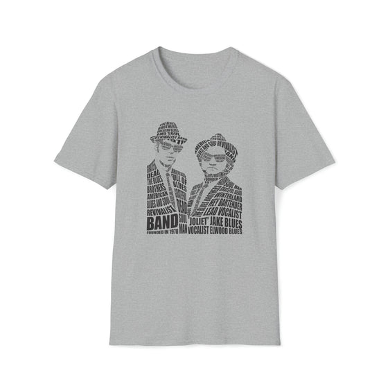 Blues Brothers Movies | Unisex Soft Style Tee T-Shirt | Embrace Your Vibe | Calligram Word Design