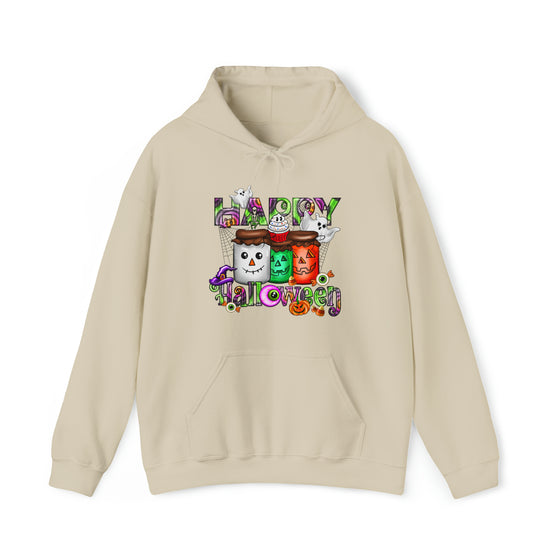 Halloween Sweatshirt | Happy Halloween Jars | Unisex Hooded Hoodie Sweatshirt