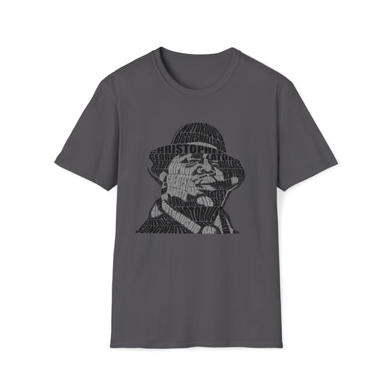 Notorious Big Rapper | Unisex Soft Style Tee T-Shirt | Calligram Word Design