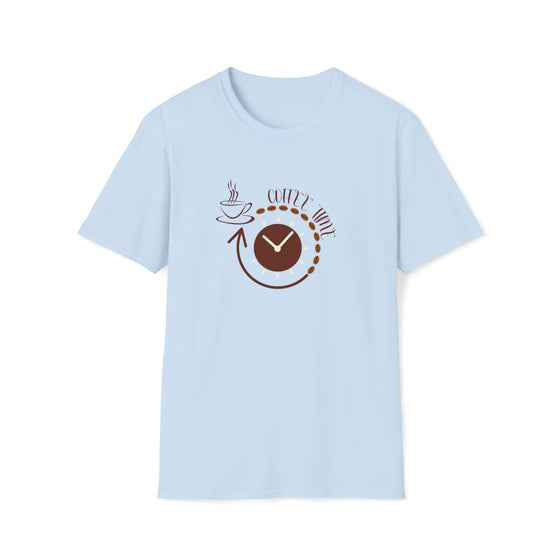 Coffee Time Clock Shirt | Coffee Latte Drink | Unisex Soft Style Tee T-Shirt | Embrace Your Vibe