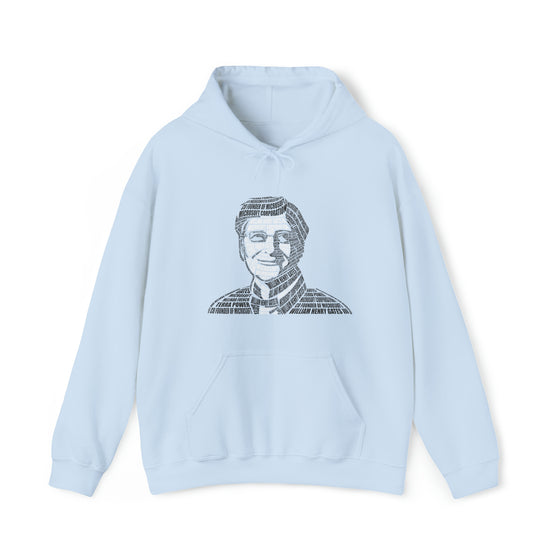 Bill Gates | Unisex Hooded Hoodie Sweatshirt | Embrace Your Vibe | Calligram Word Design