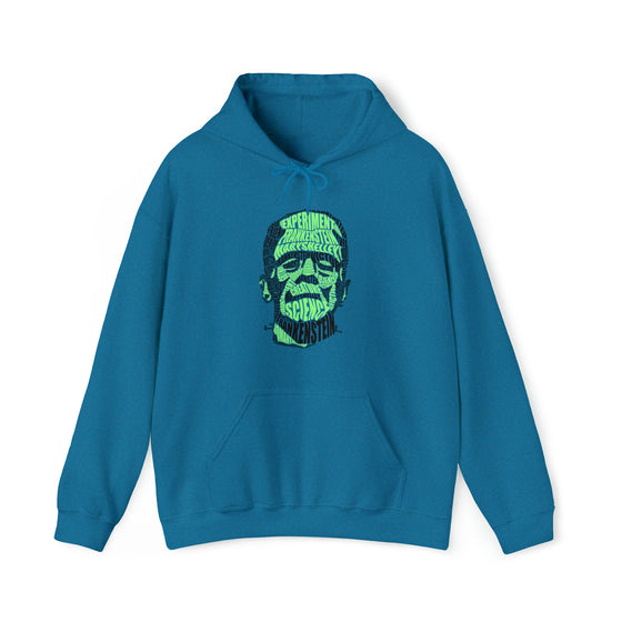 Frankenstein | Unisex Hooded Hoodie Sweatshirt | Embrace Your Vibe | Calligram Word Design