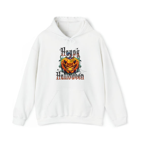 Halloween Sweatshirt | Happy Halloween Scary Pumpkin | Unisex Hooded Hoodie Sweatshirt