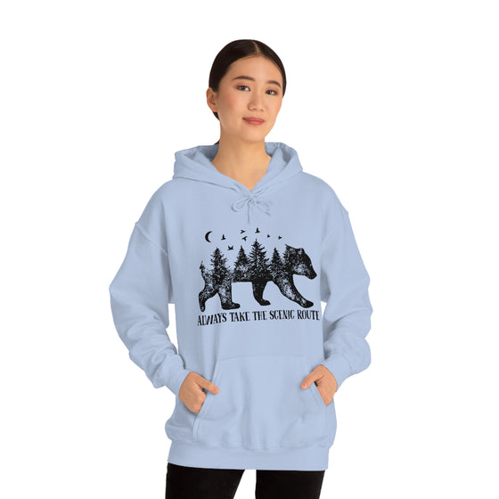 Bear Always Take Scenic Route | Unisex Hooded Hoodie Sweatshirt | Embrace Your Vibe