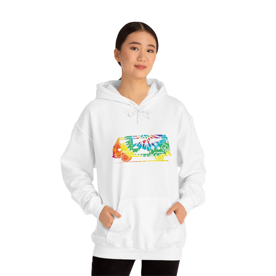 Chill Stitch – VW Tie-dye Van - Unisex Hooded Hoodie Sweatshirt – Embrace Your Vibe