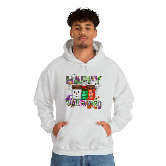 Halloween Sweatshirt | Happy Halloween Jars | Unisex Hooded Hoodie Sweatshirt