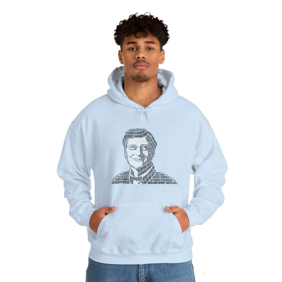 Bill Gates | Unisex Hooded Hoodie Sweatshirt | Embrace Your Vibe | Calligram Word Design