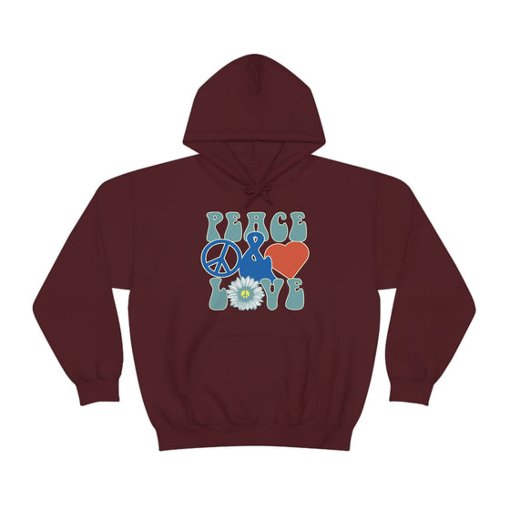 Chill Stitch – Peace & Love - Unisex Hooded Hoodie Sweatshirt – Embrace Your Vibe
