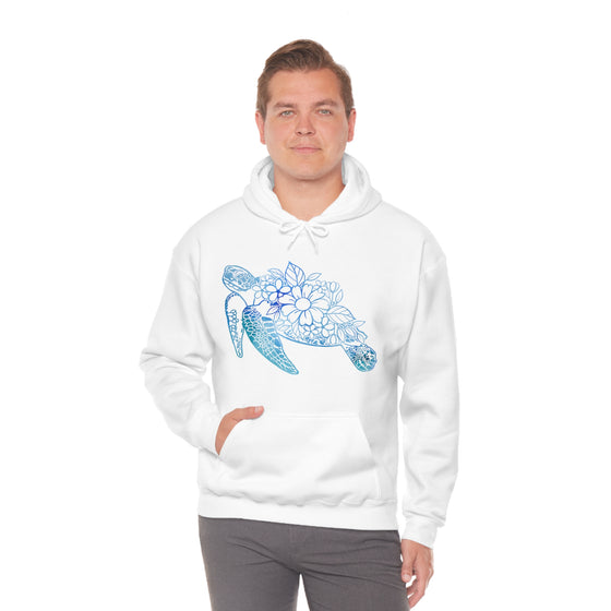 Floral Mandala Sea Turtle Sweatshirt | Unisex Hooded Hoodie Sweatshirt