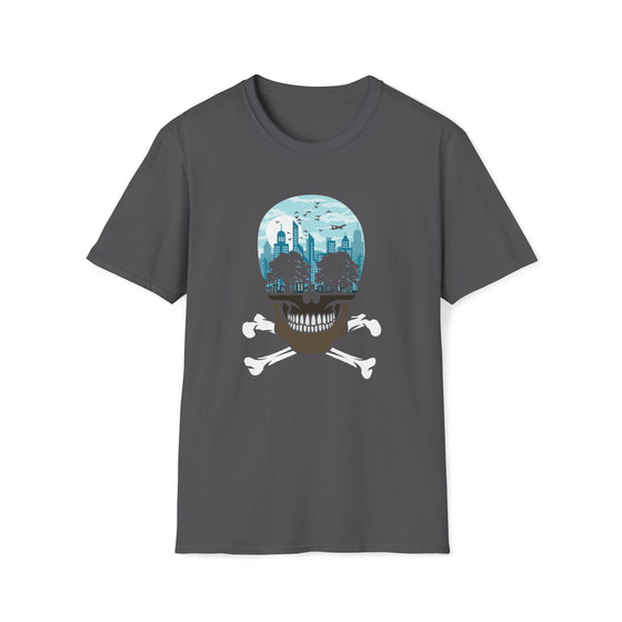 Death City Skull Crossbones Shirt | Urban Plight Abstract | Unisex Soft Style Tee T-Shirt