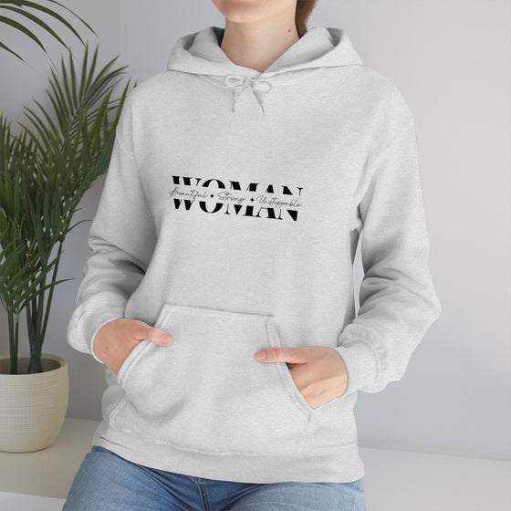 Chill Stitch – Woman Beautiful Strong - Unisex Hooded Hoodie Sweatshirt – Embrace Your Vibe