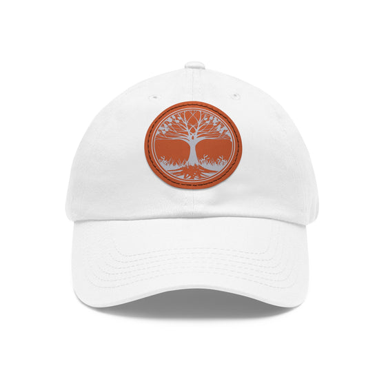 Tree Life Hat | Tree of Life Design Circle Leather Patch Baseball Cap