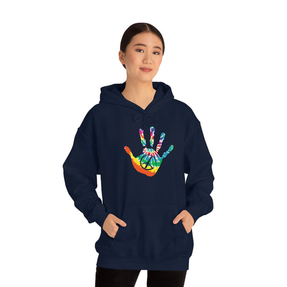 Chill Stitch –Tie-dye Peace Hand - Unisex Hooded Hoodie Sweatshirt – Embrace Your Vibe