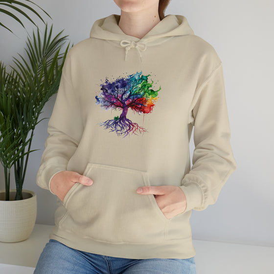 Hippie Sweatshirt | Tree of Life Watercolor Flowing Color V2 | Unisex Hooded Hoodie Sweatshirt