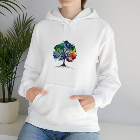 Lake Hoodie | Tree of Life Watercolor Color Burst V3 | Unisex Hooded Hoodie Sweatshirt