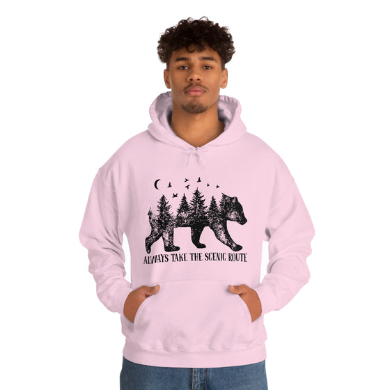 Bear Always Take Scenic Route | Unisex Hooded Hoodie Sweatshirt | Embrace Your Vibe