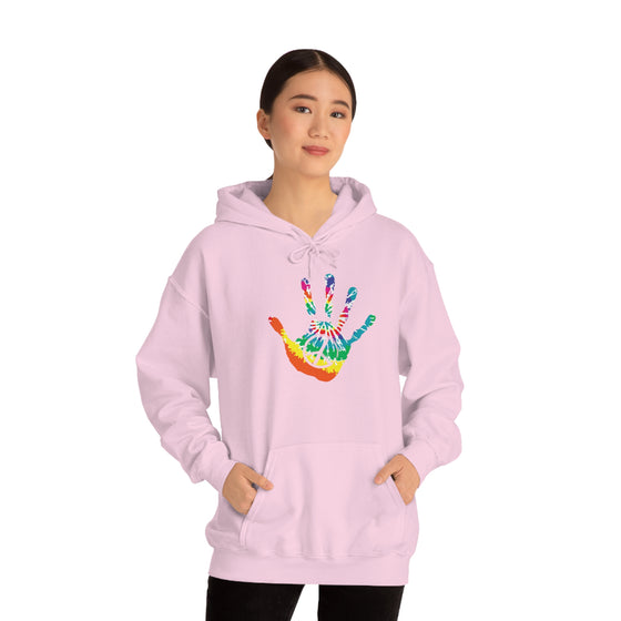 Chill Stitch –Tie-dye Peace Hand - Unisex Hooded Hoodie Sweatshirt – Embrace Your Vibe