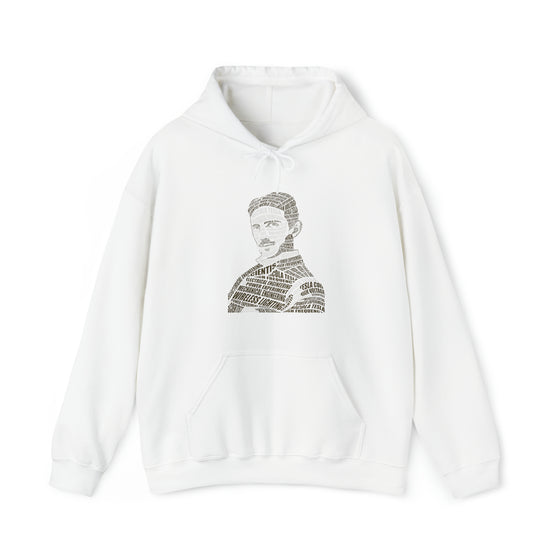 Nikola Tesla Science | Unisex Hooded Hoodie Sweatshirt  | Calligram Word Design