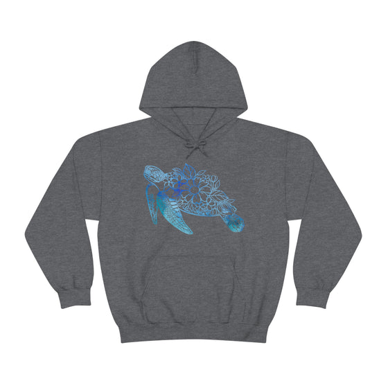 Floral Mandala Sea Turtle Sweatshirt | Unisex Hooded Hoodie Sweatshirt