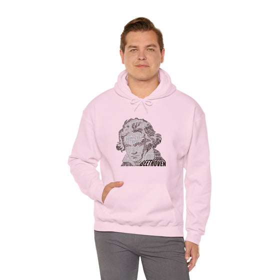 Ludwig van Beethoven Symphony Music | Unisex Hooded Hoodie Sweatshirt | Embrace Your Vibe | Calligram Word Design