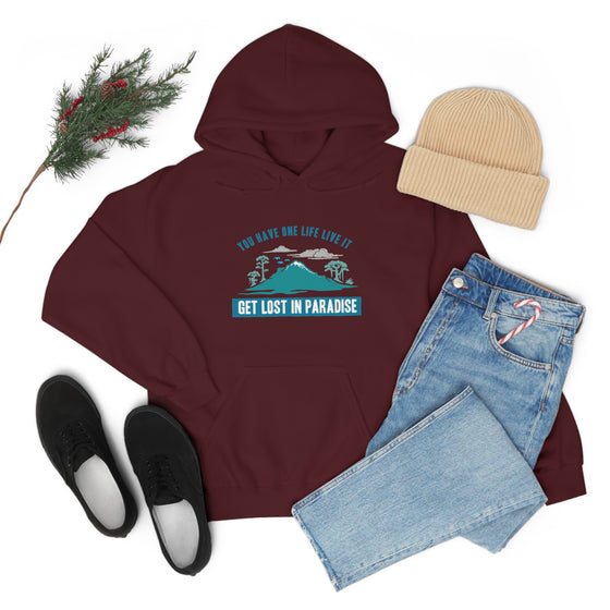 Chill Stitch – Get Lost in Paradise - Unisex Hooded Hoodie Sweatshirt – Embrace Your Vibe