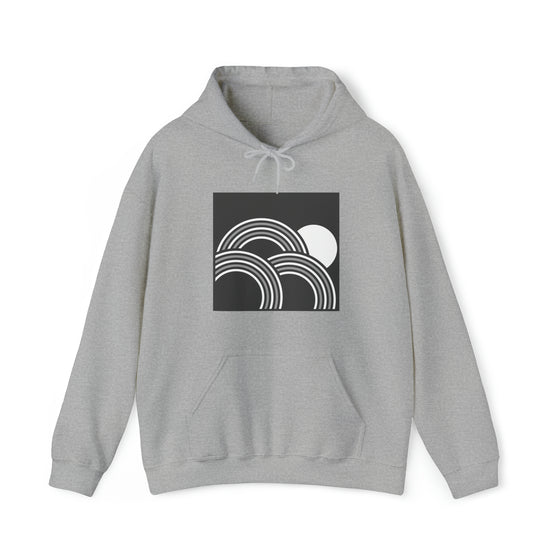 Abstract Shapes V6 Circled Moon Horizon | Abstract | Minimalist | Modern  Unisex Hooded Hoodie Sweatshirt | Embrace Your Vibe