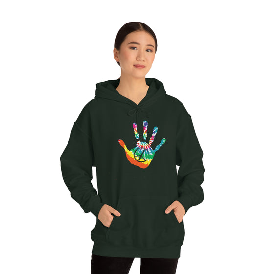 Chill Stitch –Tie-dye Peace Hand - Unisex Hooded Hoodie Sweatshirt – Embrace Your Vibe