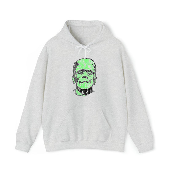 Frankenstein | Unisex Hooded Hoodie Sweatshirt | Embrace Your Vibe | Calligram Word Design