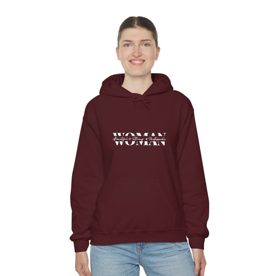 Chill Stitch – Woman Beautiful Strong - Unisex Hooded Hoodie Sweatshirt – Embrace Your Vibe