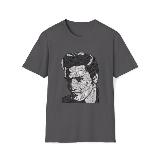 Elvis Presley Music Rock and Roll  | Unisex Soft Style Tee T-Shirt | Embrace Your Vibe | Calligram Word Design