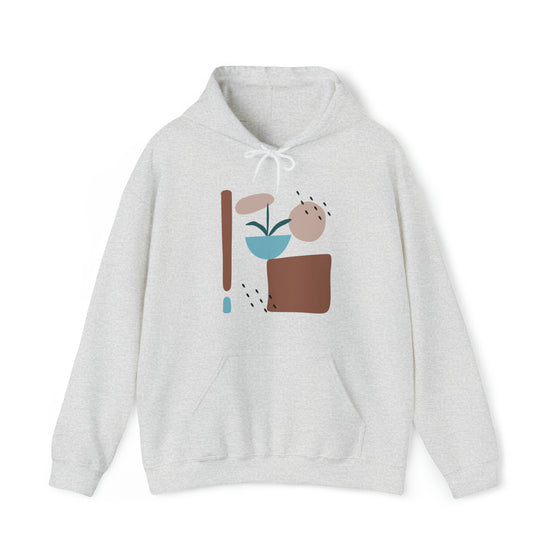 Abstract Shapes V11 Flower Pot Sun Rain | Abstract | Minimalist | Modern | Unisex Hooded Hoodie Sweatshirt | Embrace Your Vibe