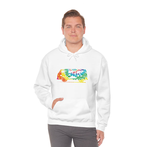 Chill Stitch – VW Tie-dye Van - Unisex Hooded Hoodie Sweatshirt – Embrace Your Vibe