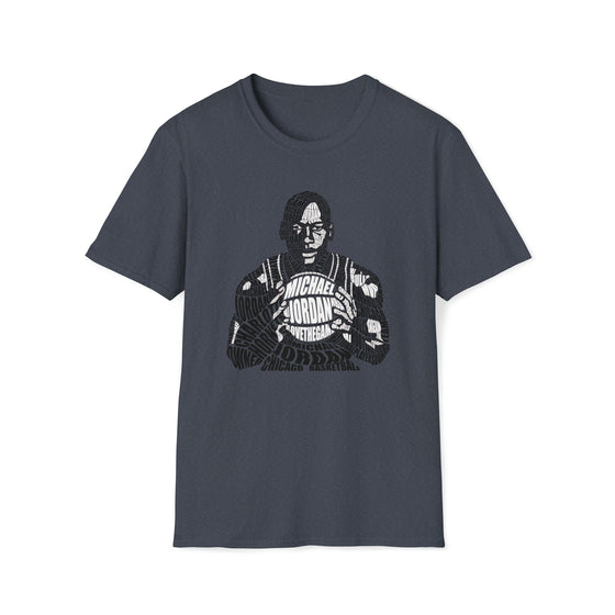 Michael Jordan Basketball |  Unisex Soft Style Tee T-Shirt  | Calligram Word Design