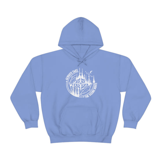 Always Take Scenic Route Compass  Camping Hiking |  Unisex Hooded Hoodie Sweatshirt | Embrace Your Vibe