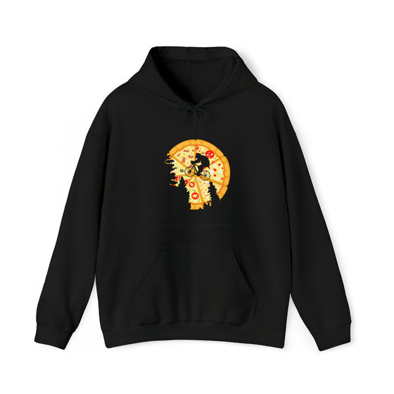 Pizza Moon Bike Ride Sweatshirt |  Abstract Unisex Hooded Hoodie Sweatshirt