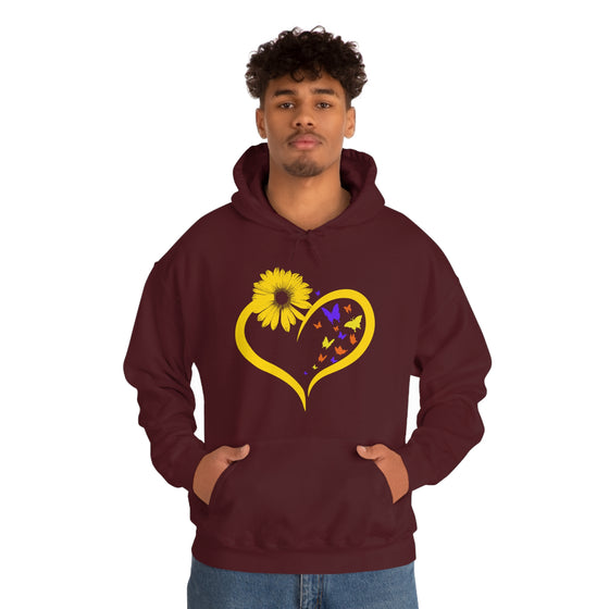 Butterflies Sunflower | Unisex Hooded Hoodie Sweatshirt | Embrace Your Vibe