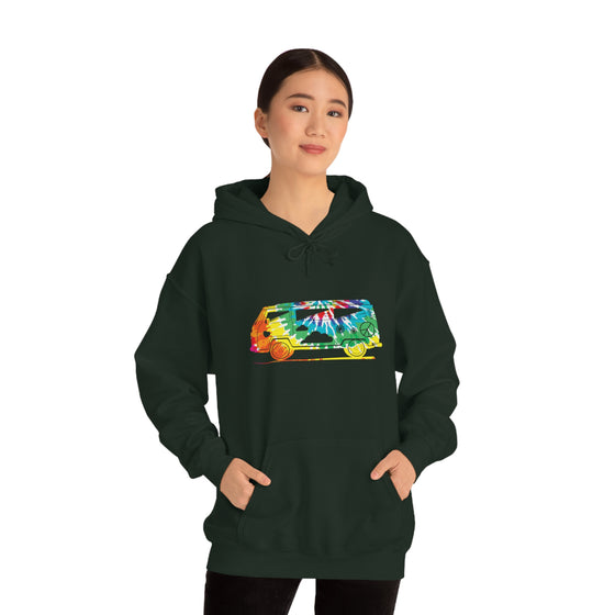 Chill Stitch – VW Tie-dye Van - Unisex Hooded Hoodie Sweatshirt – Embrace Your Vibe