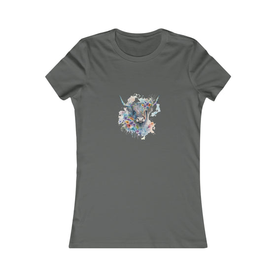 CHILL STITCH – Women’s Bella Canvas -T-shirt – Watercolor Highland Cow – V3