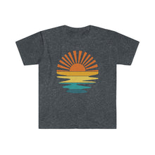  CHILL STITCH – Outdoor Camping Life - Unisex Softstyle T-Shirt – Sunset Rays Wavy Water