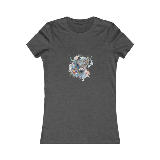 CHILL STITCH – Women’s Bella Canvas -T-shirt – Watercolor Highland Cow – V3